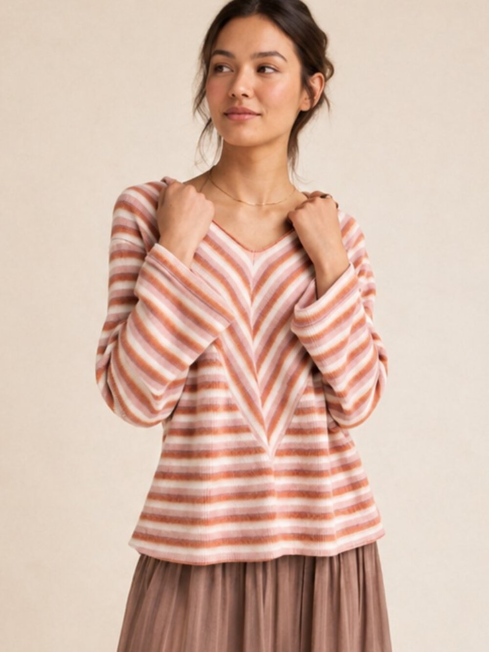 Saturday Sunday Anthro Chenille Hooded Oversized Pullover Stripe Sweater S